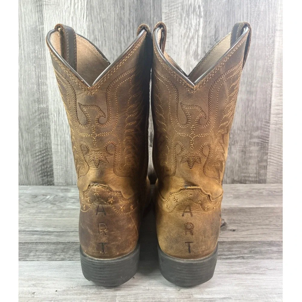 Ariat Kids Brown Leather Western Cowboy Boots Square Toe 10017313 Size 1 US